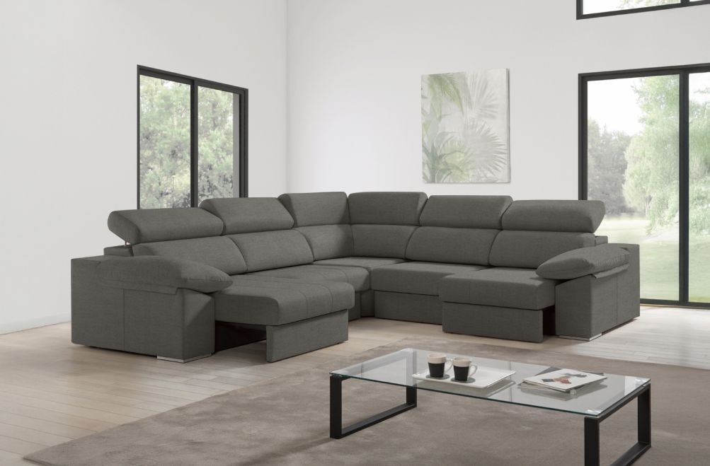 Sofá rinconera de tela Esmeralda XL de HOME - principal