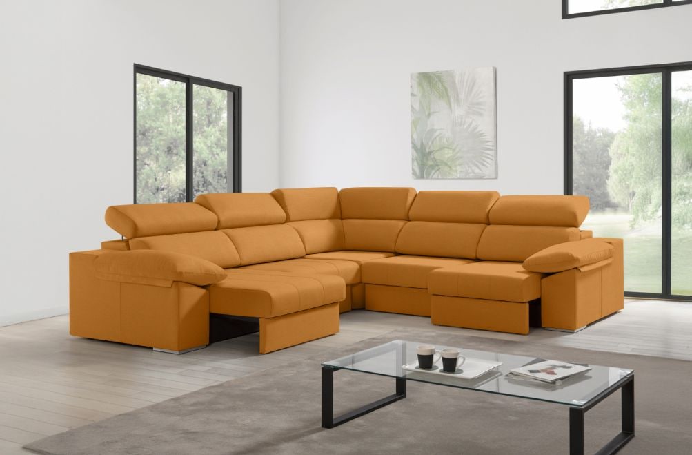 Sofá rinconera de tela Esmeralda XL de HOME - principal