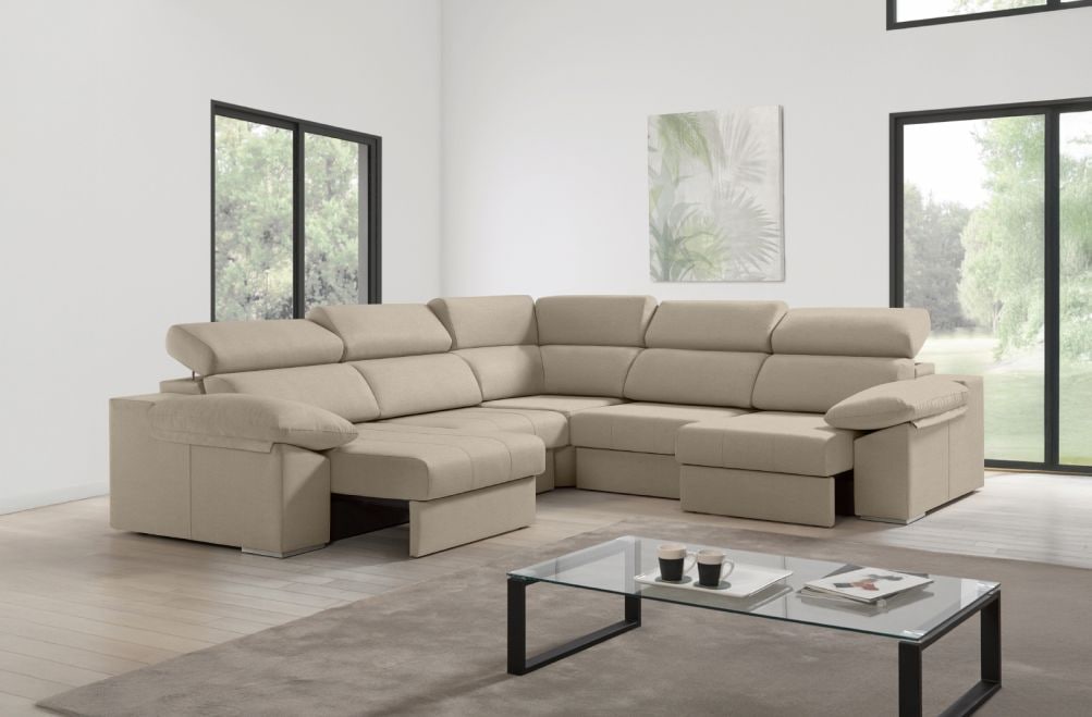 Sofá rinconera de tela Esmeralda XL de HOME - principal