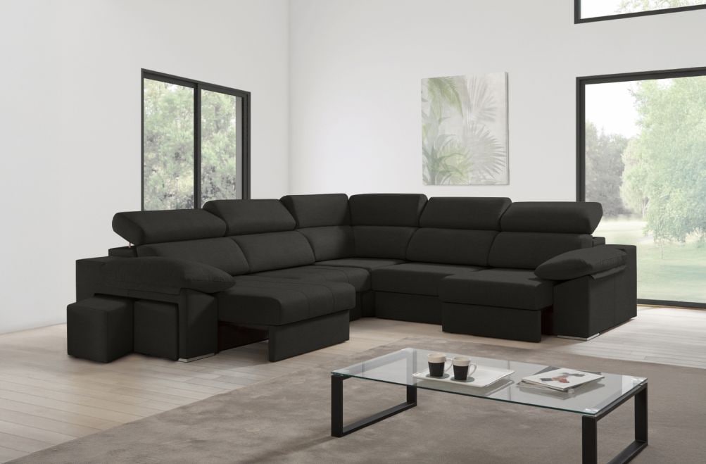 Sofá rinconera de tela Zafiro XL de HOME - principal