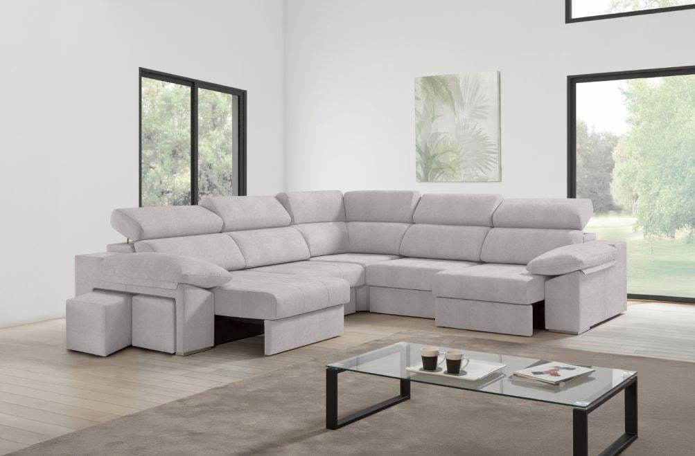 Sofá rinconera de tela Zafiro XL de HOME - principal