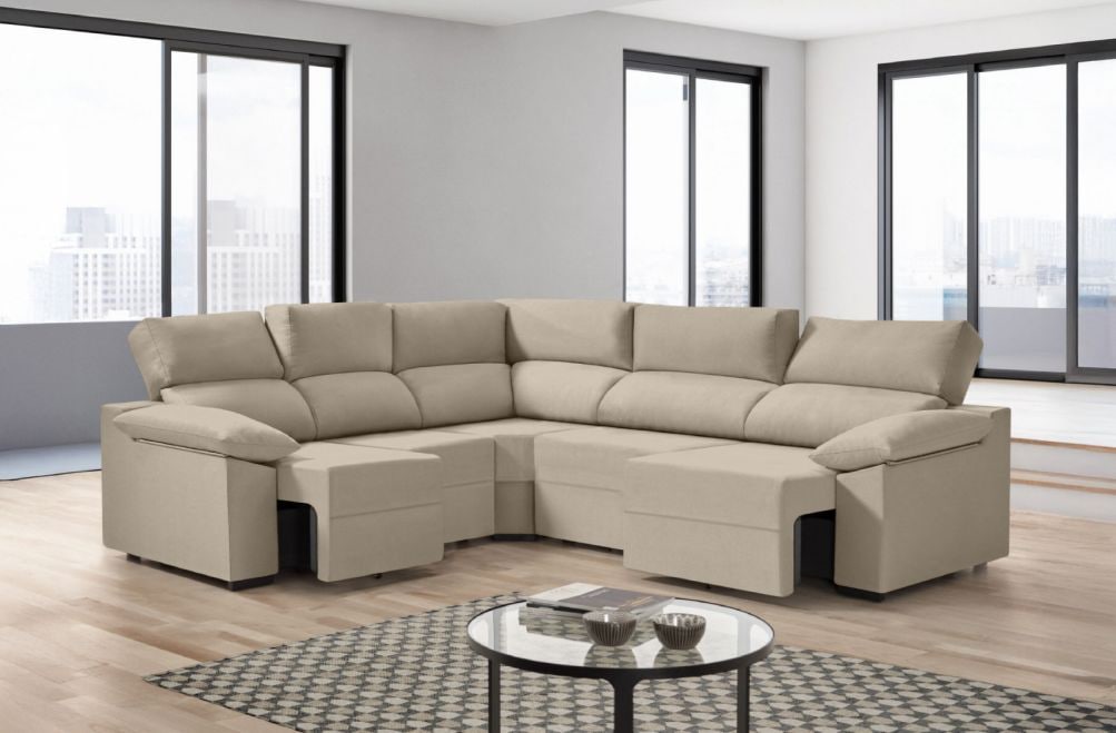 Sofá rinconera de tela Dener XL de HOME - principal