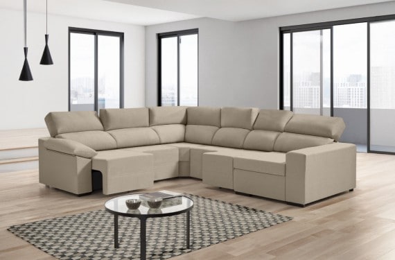 Sofá rinconera de tela Dener XL de HOME - principal