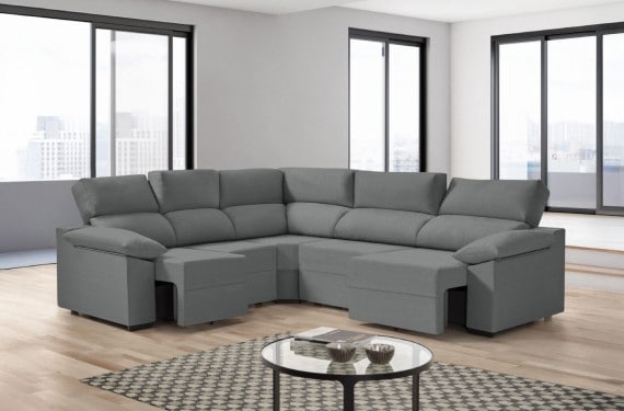 Sofá rinconera de tela Dener XL de HOME - principal