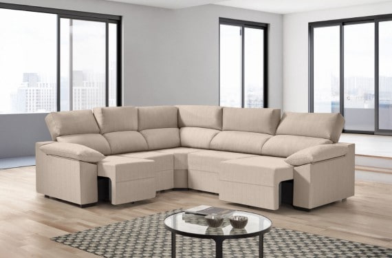 Sofá rinconera de tela Dener XL de HOME - principal