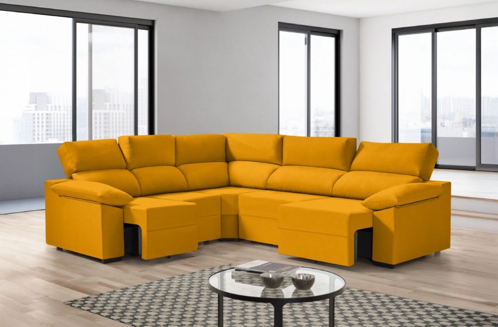 Sofá rinconera de tela Dener XL de HOME - principal