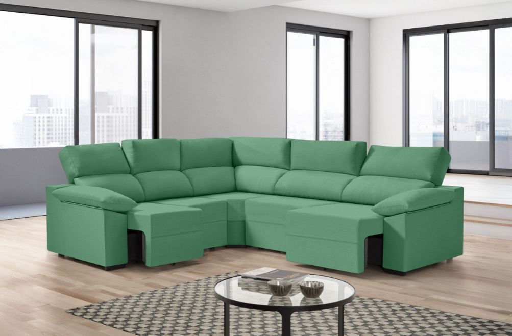 Sofá rinconera de tela Dener XL de HOME - principal