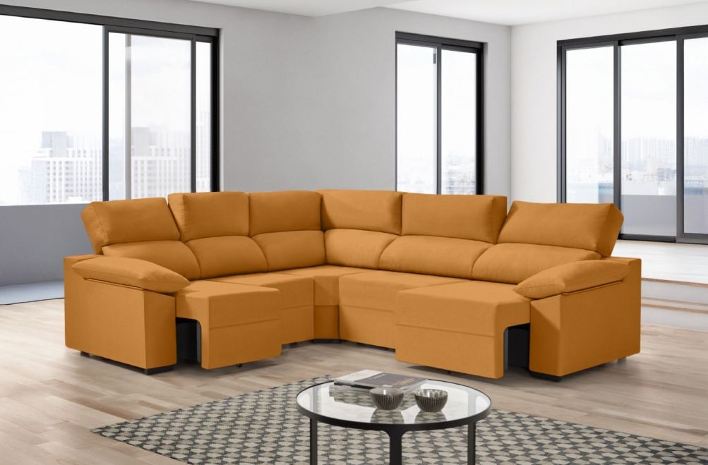 Sofá rinconera de tela Dener XL de HOME - principal