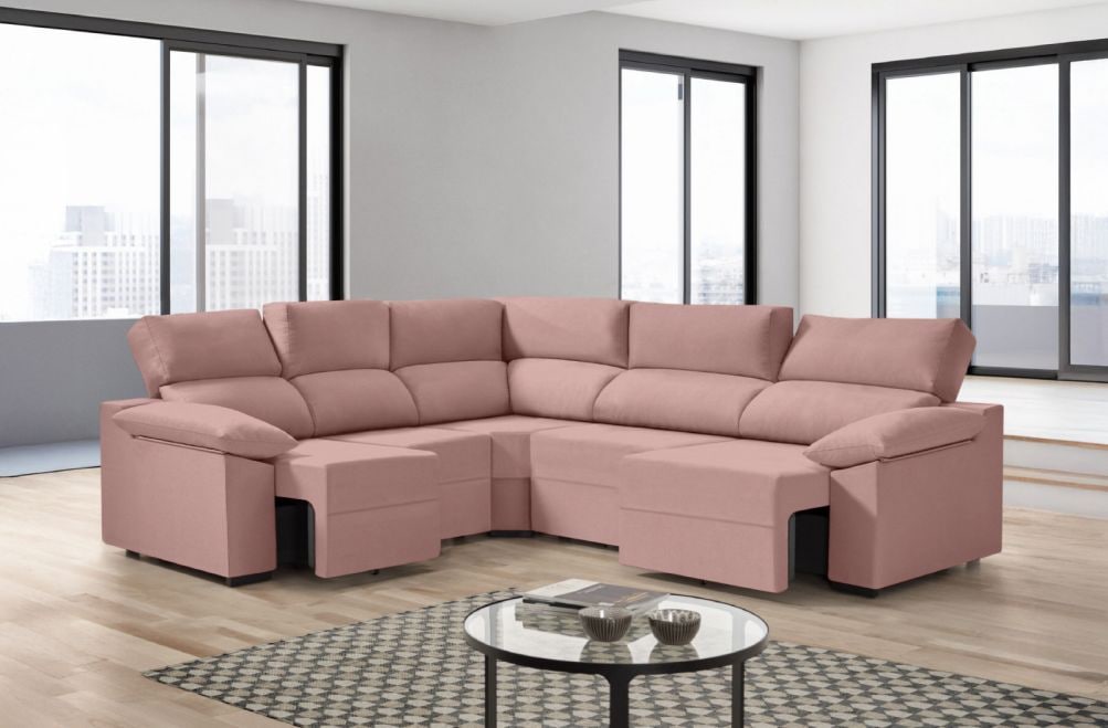 Sofá rinconera de tela Dener XL de HOME - principal