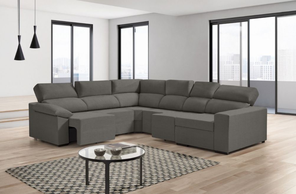 Sofá rinconera de tela Dener XL de HOME - principal