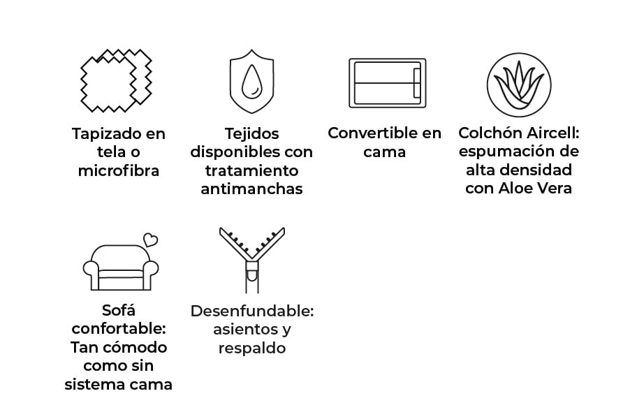 Sofá cama de apertura italiana de tela Atlas de HOME - principal