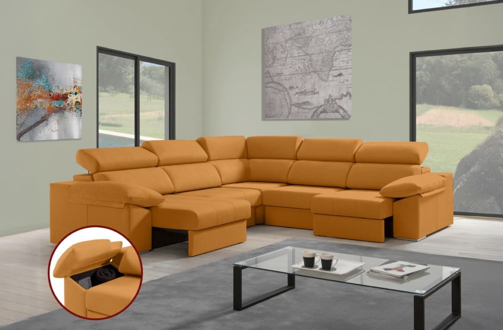 Sofá rinconera de tela Daresma XL de HOME - principal