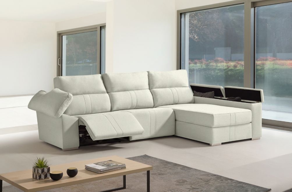 Sofá chaise longue relax de tela Coleman de HOME - principal