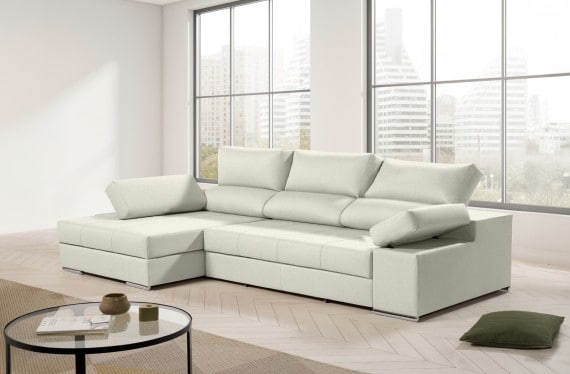 Sofá chaise longue de tela Amira de HOME - principal