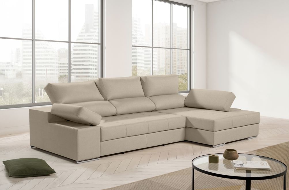 Sofá chaise longue de tela Amira de HOME - principal