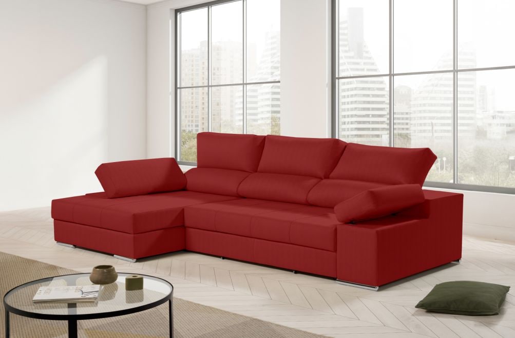 Sofá chaise longue de tela Amira de HOME - principal