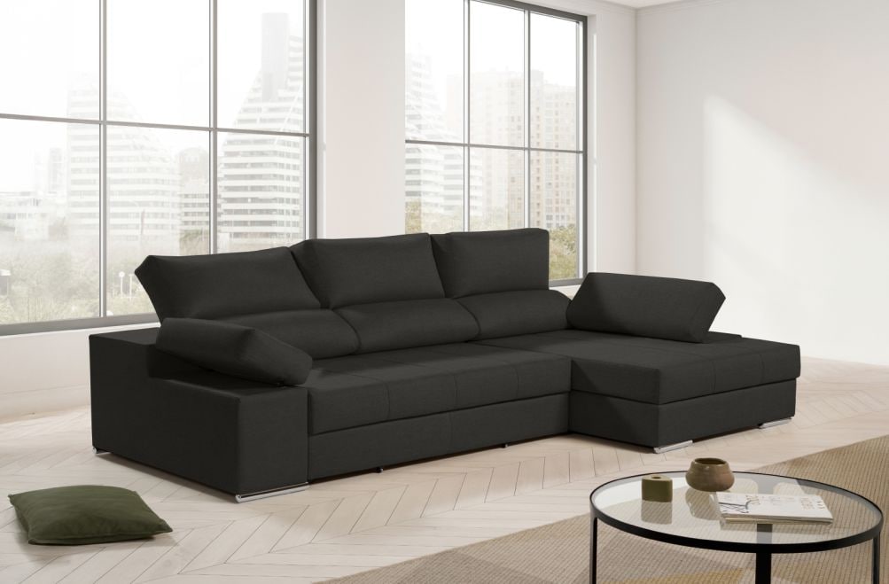 Sofá chaise longue de tela Amira de HOME - principal