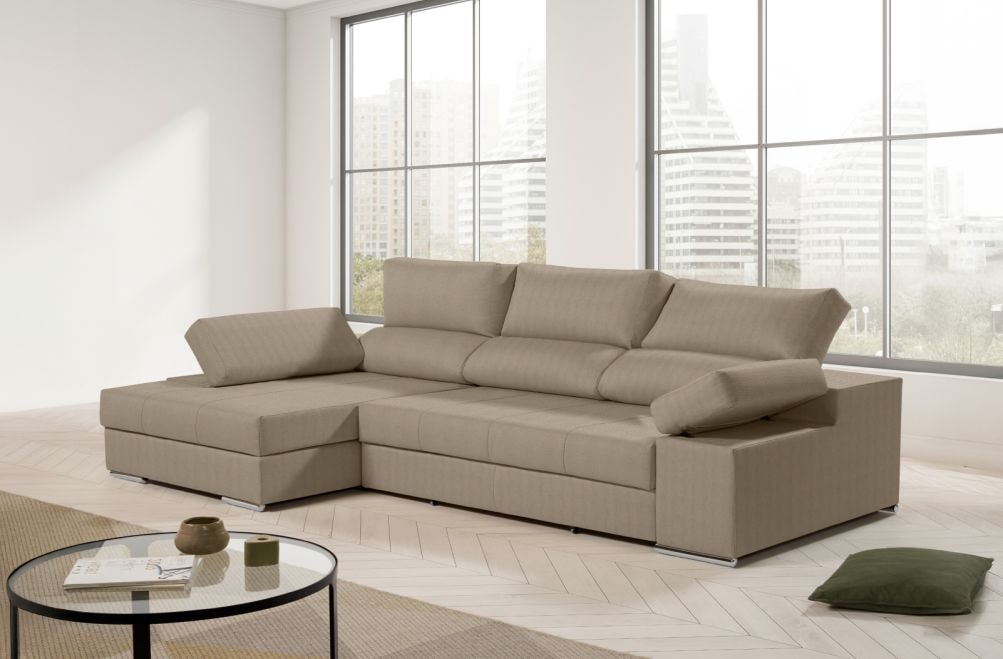Sofá chaise longue de tela Amira de HOME - principal