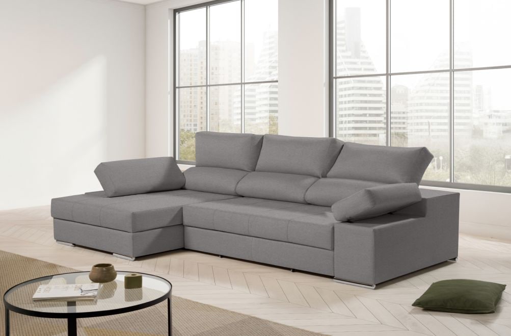 Sofá chaise longue de tela Amira de HOME - principal