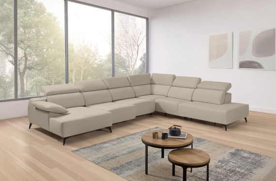 Sofá chaise longue terminal de tela Loren de StyleKomfort - principal