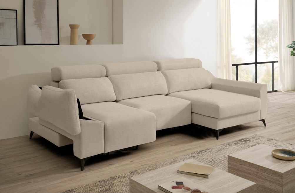 Sofá chaise longue de tela Dania de HOME - principal