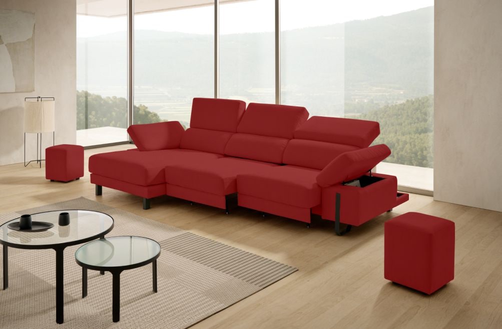 Sofá chaise longue de tela Freya de Stylekomfort - principal