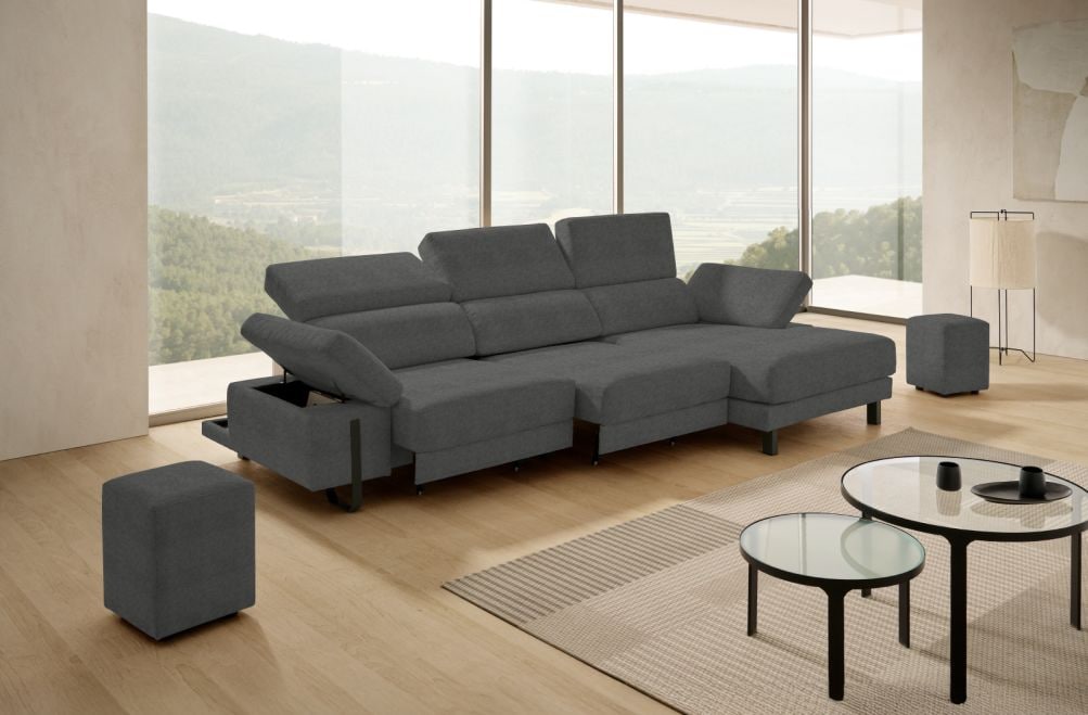 Sofá chaise longue de tela Freya de Stylekomfort - principal