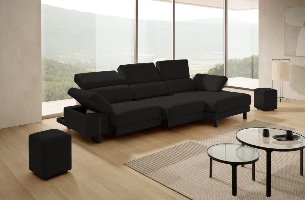 Sofá chaise longue de tela Freya de Stylekomfort - principal