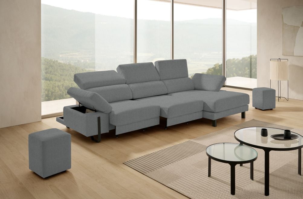 Sofá chaise longue de tela Freya de Stylekomfort - principal