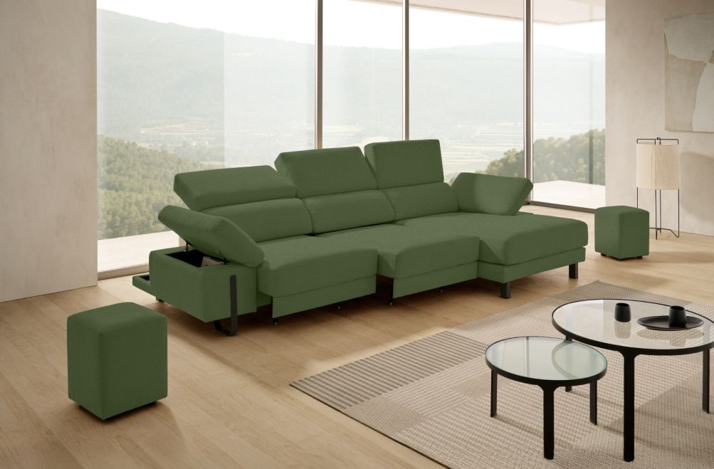 Sofá chaise longue de tela Freya de Stylekomfort - principal