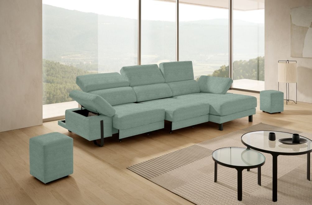 Sofá chaise longue de tela Freya de Stylekomfort - principal