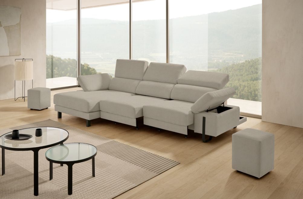 Sofá chaise longue de tela Freya de Stylekomfort - principal