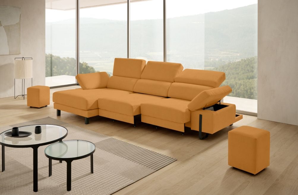 Sofá chaise longue de tela Freya de Stylekomfort - principal