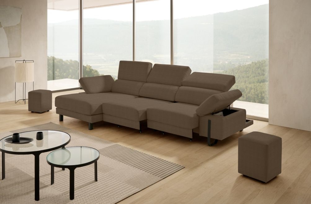 Sofá chaise longue de tela Freya de Stylekomfort - principal