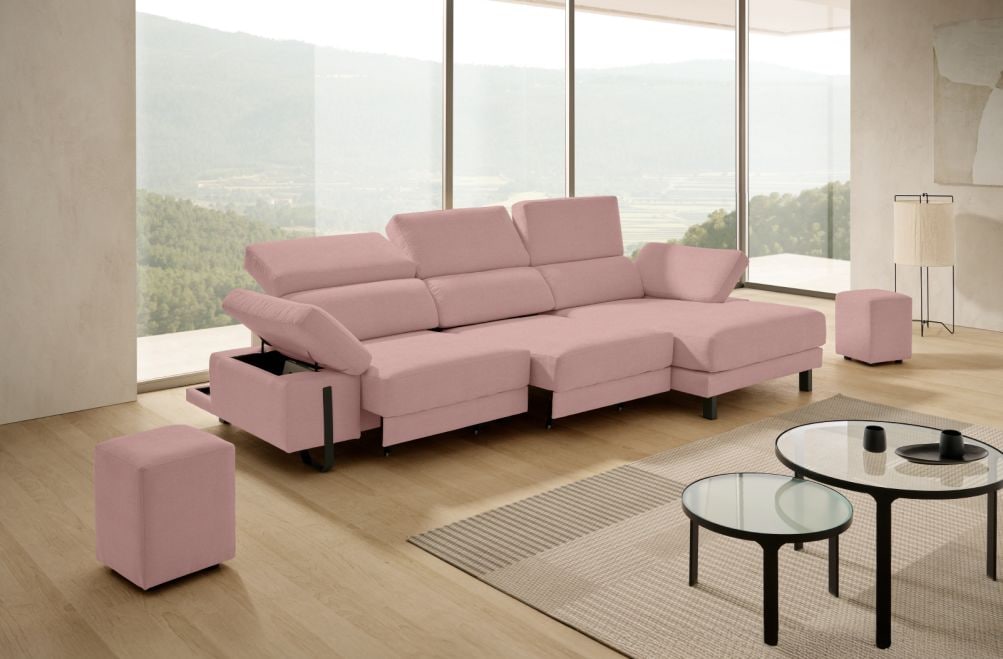 Sofá chaise longue de tela Freya de Stylekomfort - principal