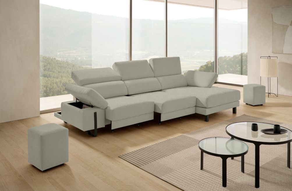 Sofá chaise longue de tela Freya de Stylekomfort - principal