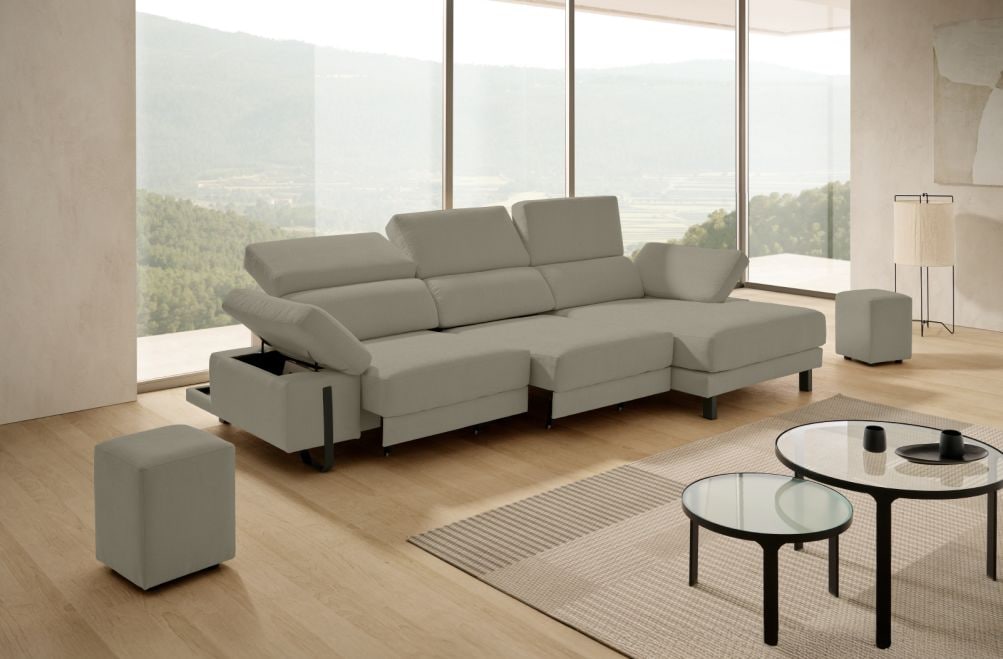 Sofá chaise longue de tela Freya de Stylekomfort - principal