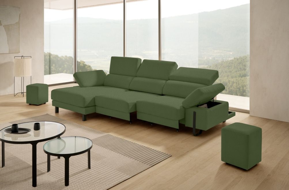 Sofá chaise longue de tela Freya de Stylekomfort - principal