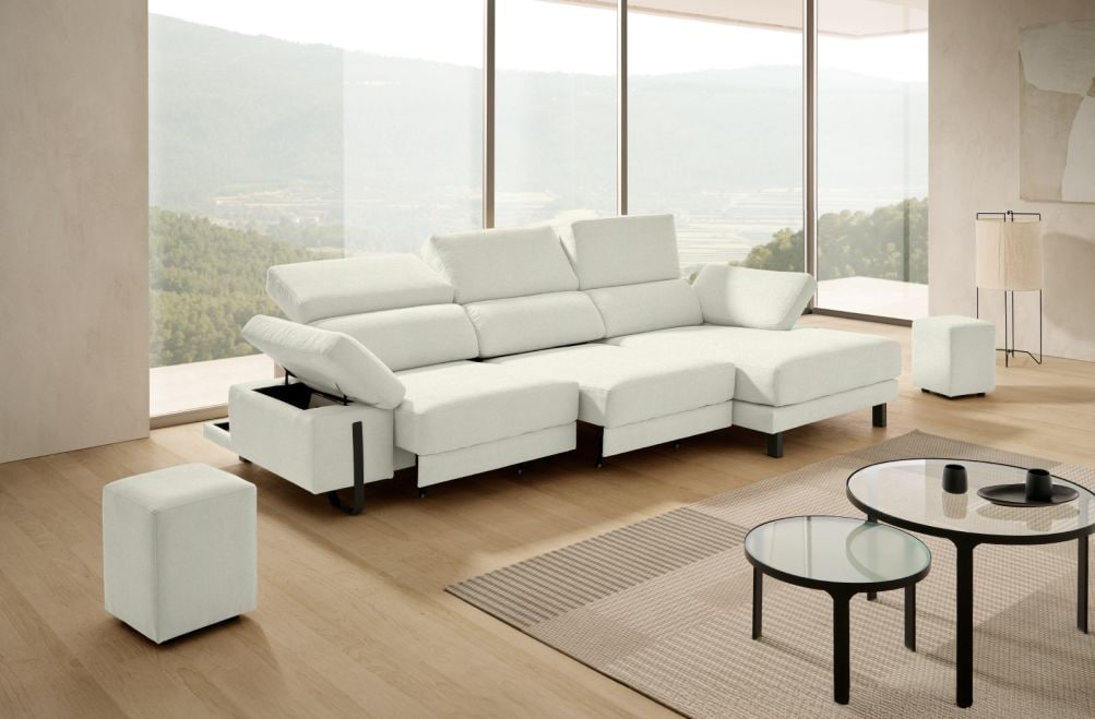 Sofá chaise longue de tela Freya de Stylekomfort - principal