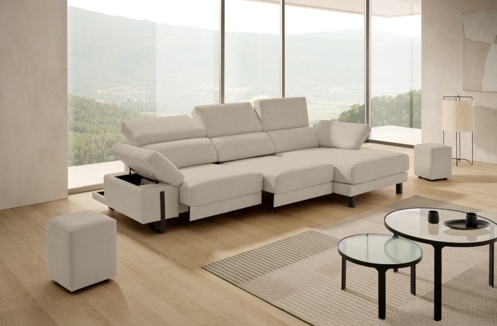 Sofá chaise longue de tela Freya de Stylekomfort - principal