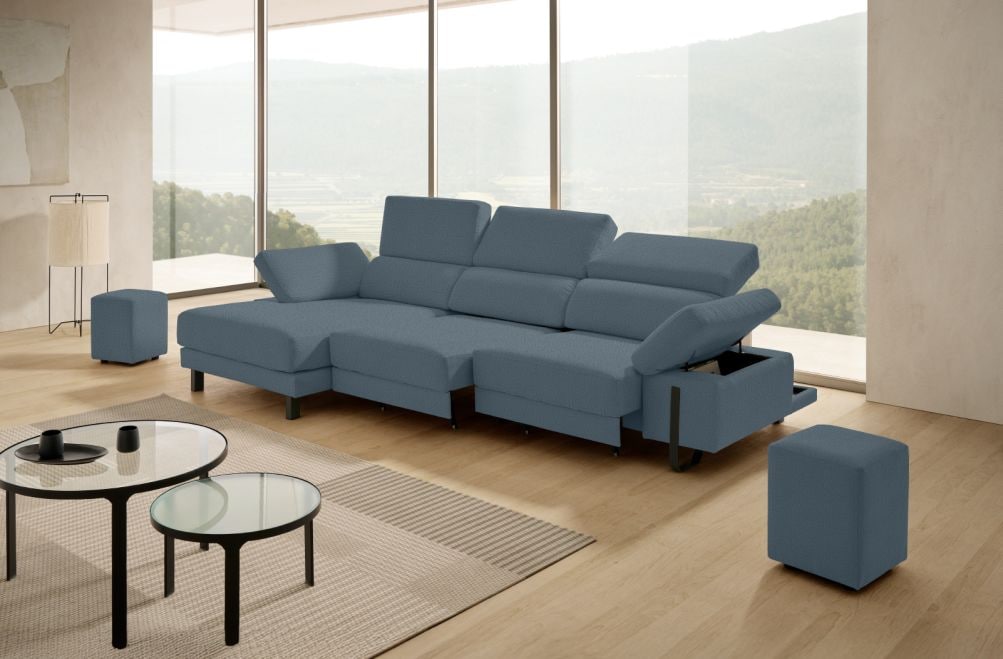 Sofá chaise longue de tela Freya de Stylekomfort - principal