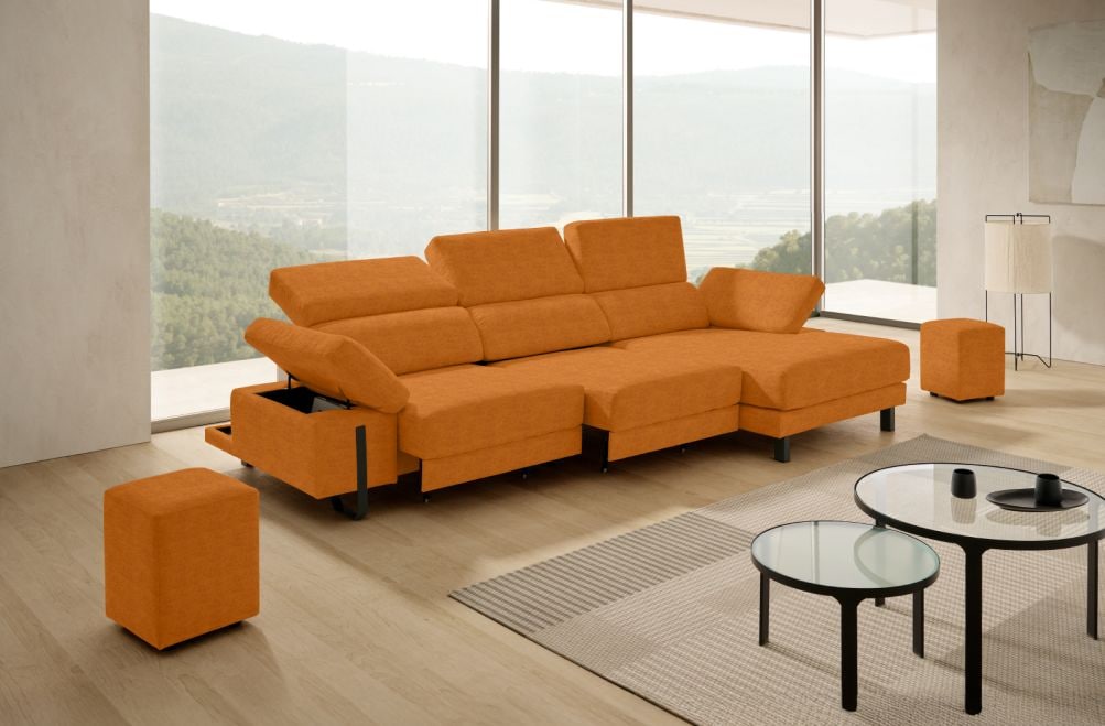 Sofá chaise longue de tela Freya de Stylekomfort