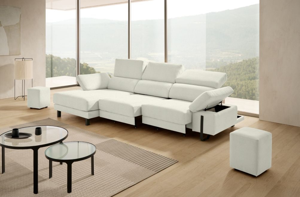 Sofá chaise longue de tela Freya de Stylekomfort - principal