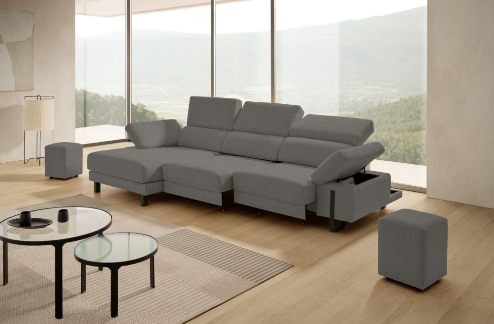 Sofá chaise longue de tela Freya de Stylekomfort - principal