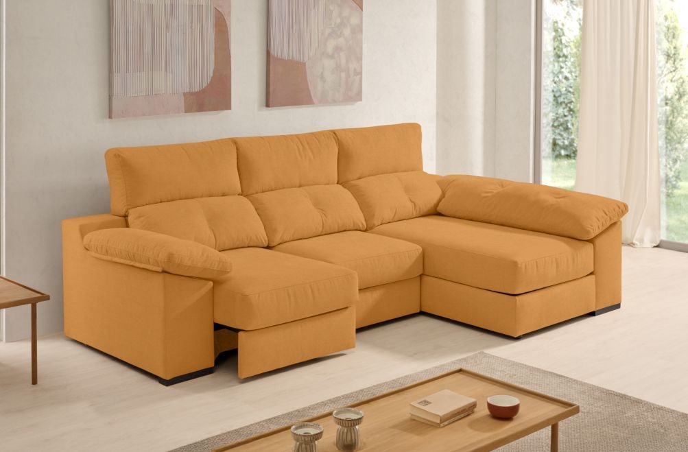 Sofá chaise longue de tela Onix de Stylekomfort - principal