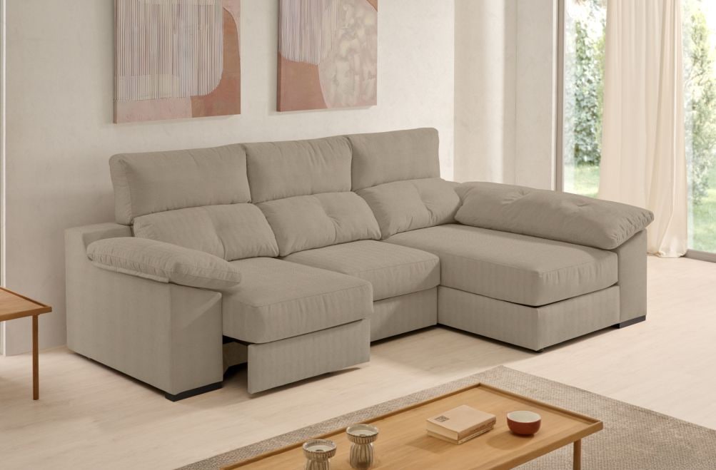 Sofá chaise longue de tela Onix de Stylekomfort - principal