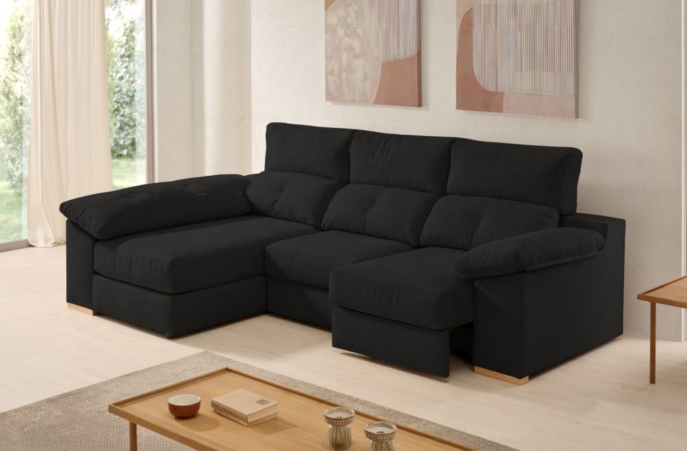 Sofá chaise longue de tela Onix de Stylekomfort - principal