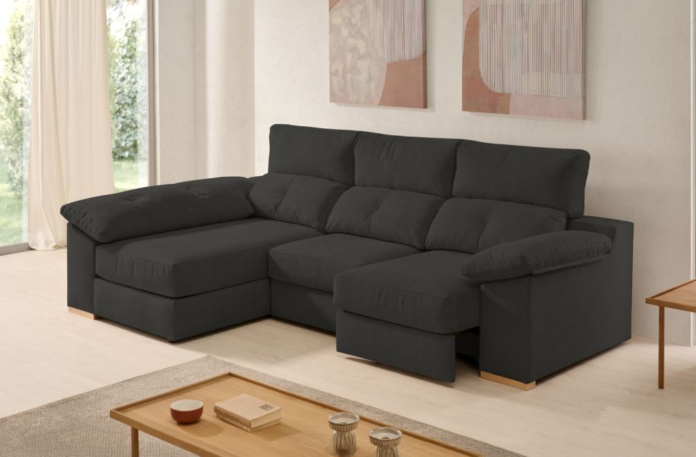 Sofá chaise longue de tela Onix de Stylekomfort - principal