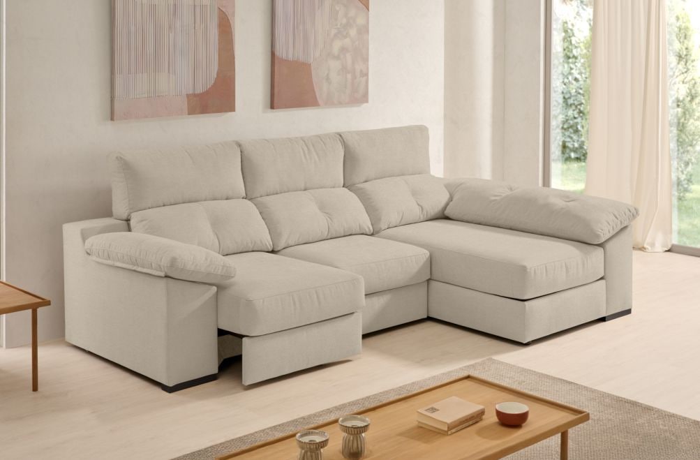 Sofá chaise longue de tela Onix de Stylekomfort - principal