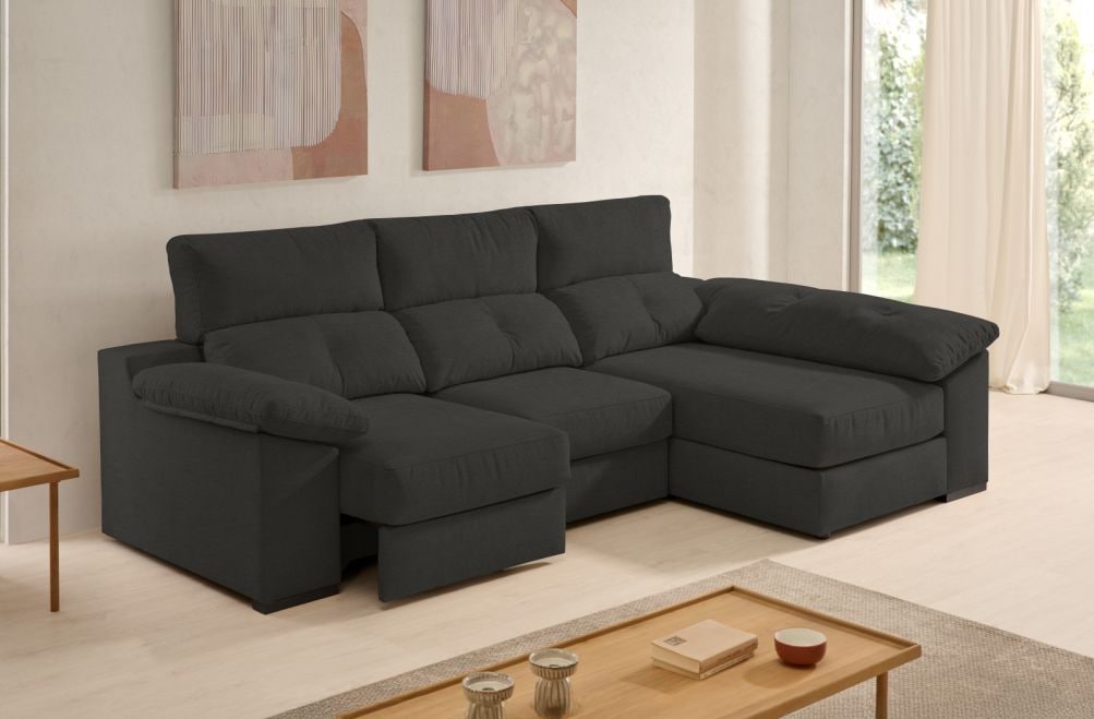 Sofá chaise longue de tela Onix de Stylekomfort - principal